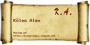 Köles Alex névjegykártya